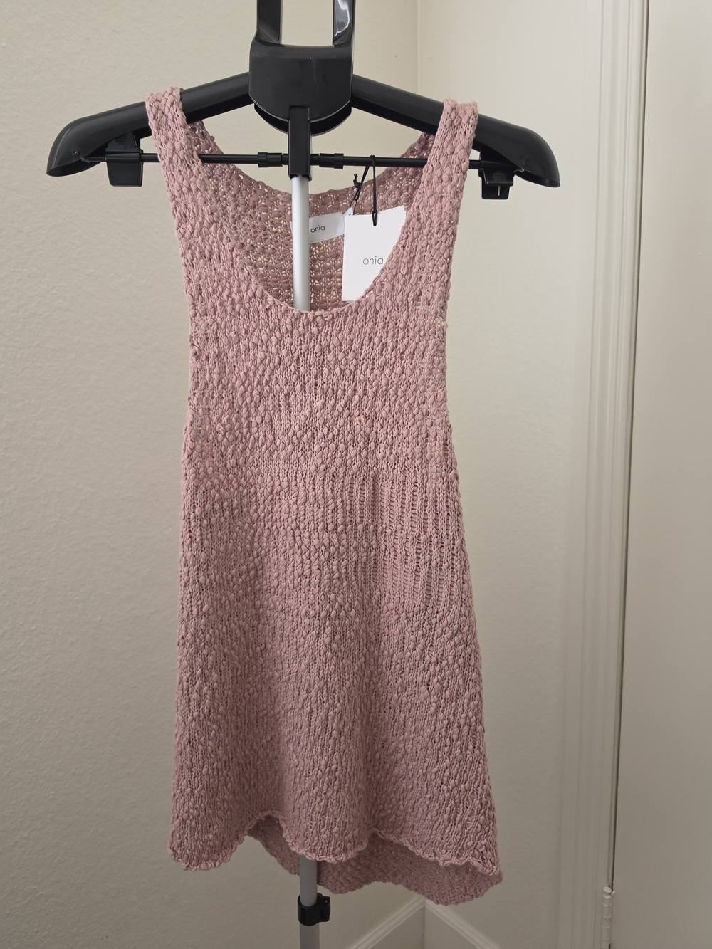 Onia Raquel Tank Top M Ash Pink 100% Cotton Chunky Knit NWT $120